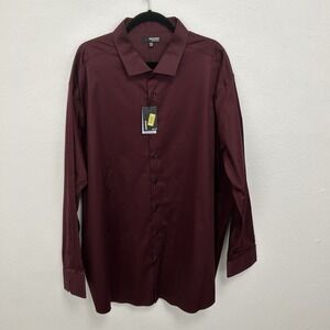 Murano NWT Burgundy 4XB Liquid Luxury Slim Fit Long Sleeve Button Up Dress Shirt